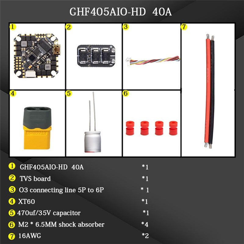 Fpv Drone Esc - Controlador de Vuelo AIO ABTI-GHF405AIO-HD 40A